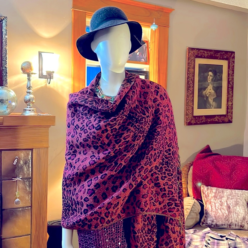 Pink and purple Leopard print scarf